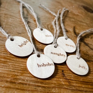 Engraved Wood Christmas Gift Tags | Set of 6, Farmhouse Style
