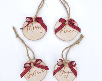 Rustic Wood Ornaments | Rustic Christmas | Wood Chip Ornaments |  Free Shipping