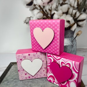 Heart Trio | Valentines Shelf Decor | Hearts | Valentines Day | Farmhouse Valentines | Shelf Sitters |