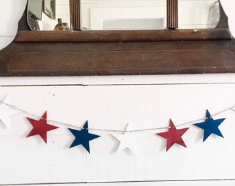 Patriotic Banner|Star Banner|Red White and Blue Banner|Farmhouse Fourth Decor|Coastal Fourth|Photo Prop|4th of July Decor