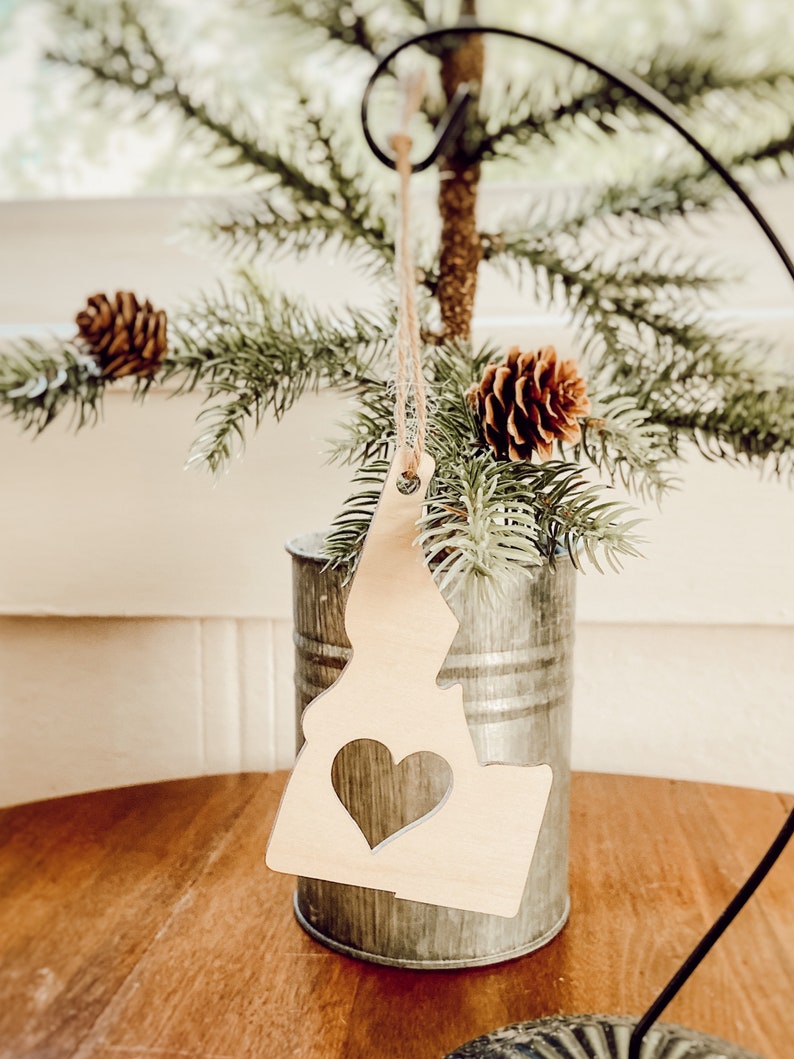 Idaho State Heart Ornament State Ornament Wooden State Ornament State Heart Ornament Idaho Home Ornament image 1