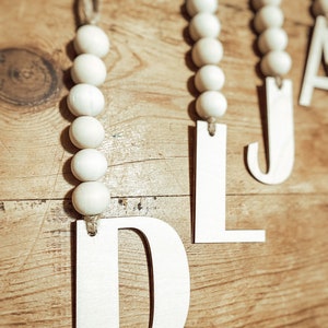 Stocking Tag | Beaded Stocking Tag | Initial Stocking Tag | Wooden Bead Initial Tag | Rustic Christmas | Farmhouse Christmas