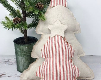 Farmhouse Fabric Christmas Trees|Farmhouse Christmas|Christmas Decor|Rustic Fabric Christmas Trees|Primitive Christmas