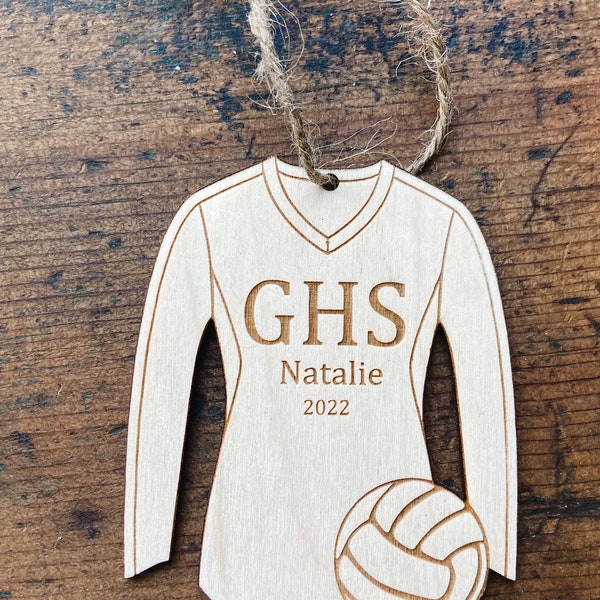 Volleyball Jersey Ornament  | Engraved Volleyball Ornament  | Wooden Sports Ornament | Volleyball Ornament | Engraved Sports Ornament