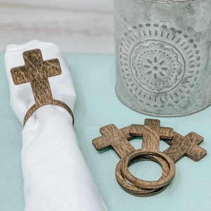 Distressed Wood Cross Napkin Ring Set Etsy UK