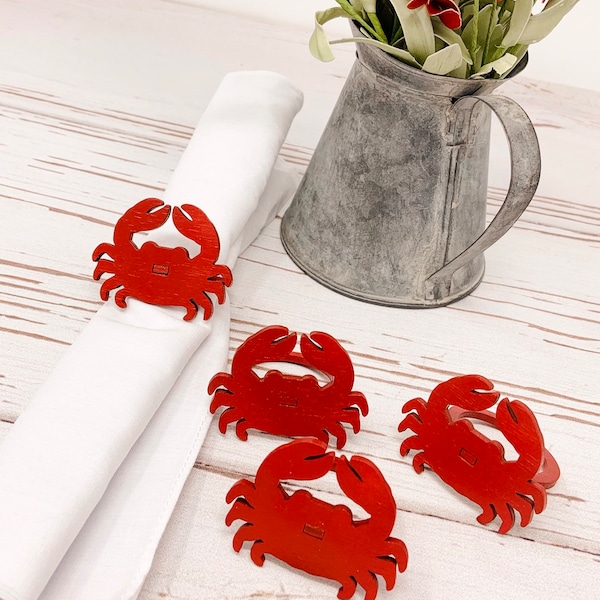 Crab Napkin Rings | Coastal Napkin Rings | Nautical Napkin Ring | Beach Wedding | Summer Napkin Ring | Beach Napkins Ring