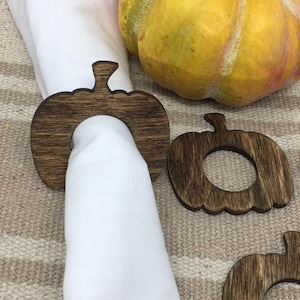 Pumpkin Napkin Rings – Rustic Farmhouse Thanksgiving Table Decor, Set of 4