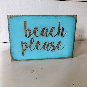 Beach Please Schild: Türkise Manteldekoration (20x14cm)