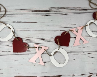 XO Bannière | Bannière de cœur | Bannière de la Saint-Valentin | Rustique Valentines | Accessoires photo