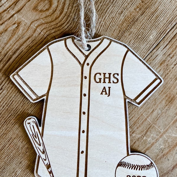 Baseball Jersey Ornament  | Engraved Baseball Ornament  | Wooden Sports Ornament | Baseball Ornament | Engraved Sports Ornament