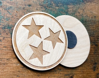 Tennessee State Flag Magnet | Engraved State Magnet | Wooden State Magnet | Logo Magnet | State Magnets