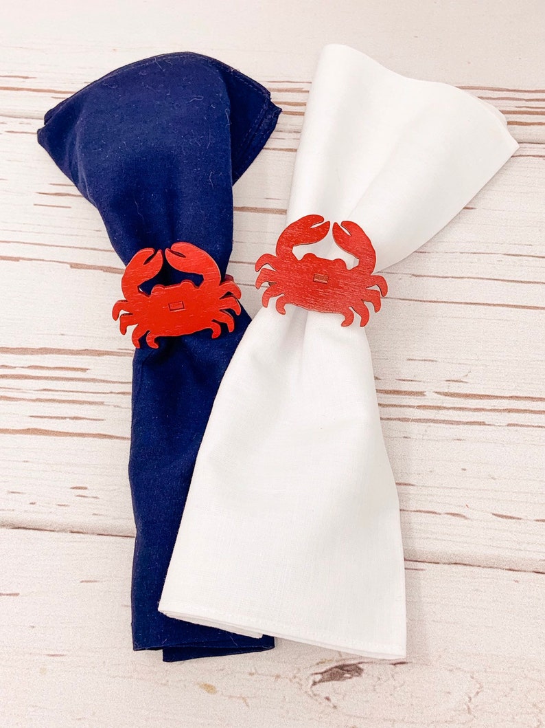Crab Napkin Rings Coastal Napkin Rings Nautical Napkin Etsy