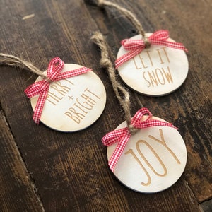 White Washed Wood Ornaments | Rustic Christmas |  Free Shipping | Farmhouse Christmas | Coastal Christmas