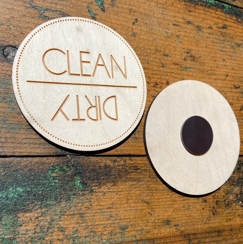 Clean Dirty Engraved Clean Dirty Wooden Etsy