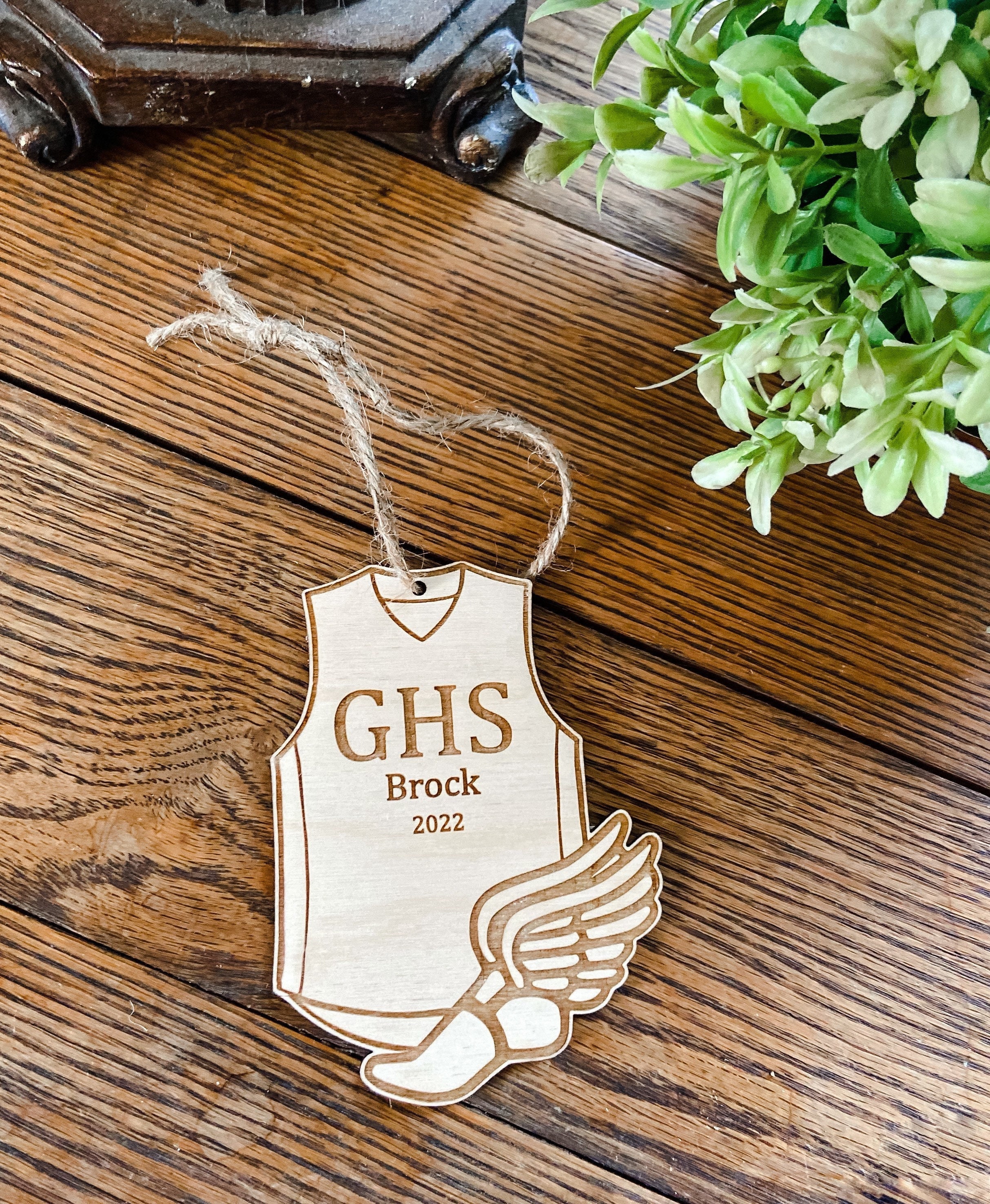 Track Jersey Ornament  | Engraved Track Ornament  | Wooden Sports Ornament | Track Ornament | Engraved Sports Ornament