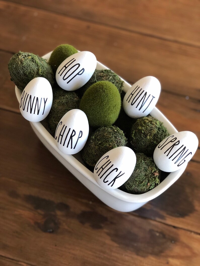 Wood Easter Eggs Farmhouse Easter Eggs Rae Dunn Inspired Etsy