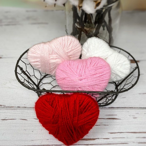 Farmhouse Valentines Day Decor | Yarn Hearts | Valentines Day Decor | Red Hearts | Valentines Day