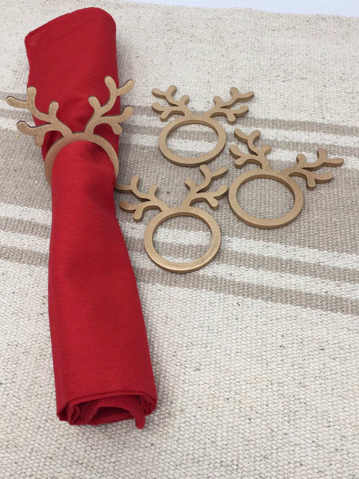 Antler Napkin Ring Reindeer Napkin Rings Antlers Etsy