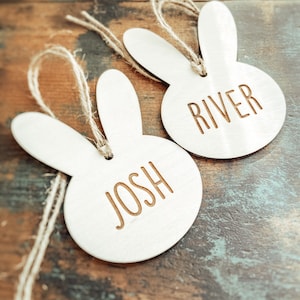 Easter Basket Tag | Bunny Name Tag | Easter Name Tag | Wooden Bunny Name Tag | Rustic Easter | Farmhouse Easter