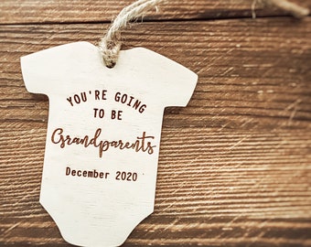 Grandparent Announcement | Baby Announcement | Baby Announcement Ornament | Engraved Grandparent Ornament | Grandparent Ornament