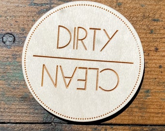 Clean Dirty Magnet | Engraved Clean Dirty Magnet | Wooden Clean Dirty Magnet | Dishwasher Magnet | Dishwasher Clean Dirty Magnet | Farmhouse