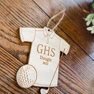 Golf Jersey Ornament | Engraved Golf Ornament | Wooden Sports Ornament | Golf Ornament | Engraved Sports Ornament