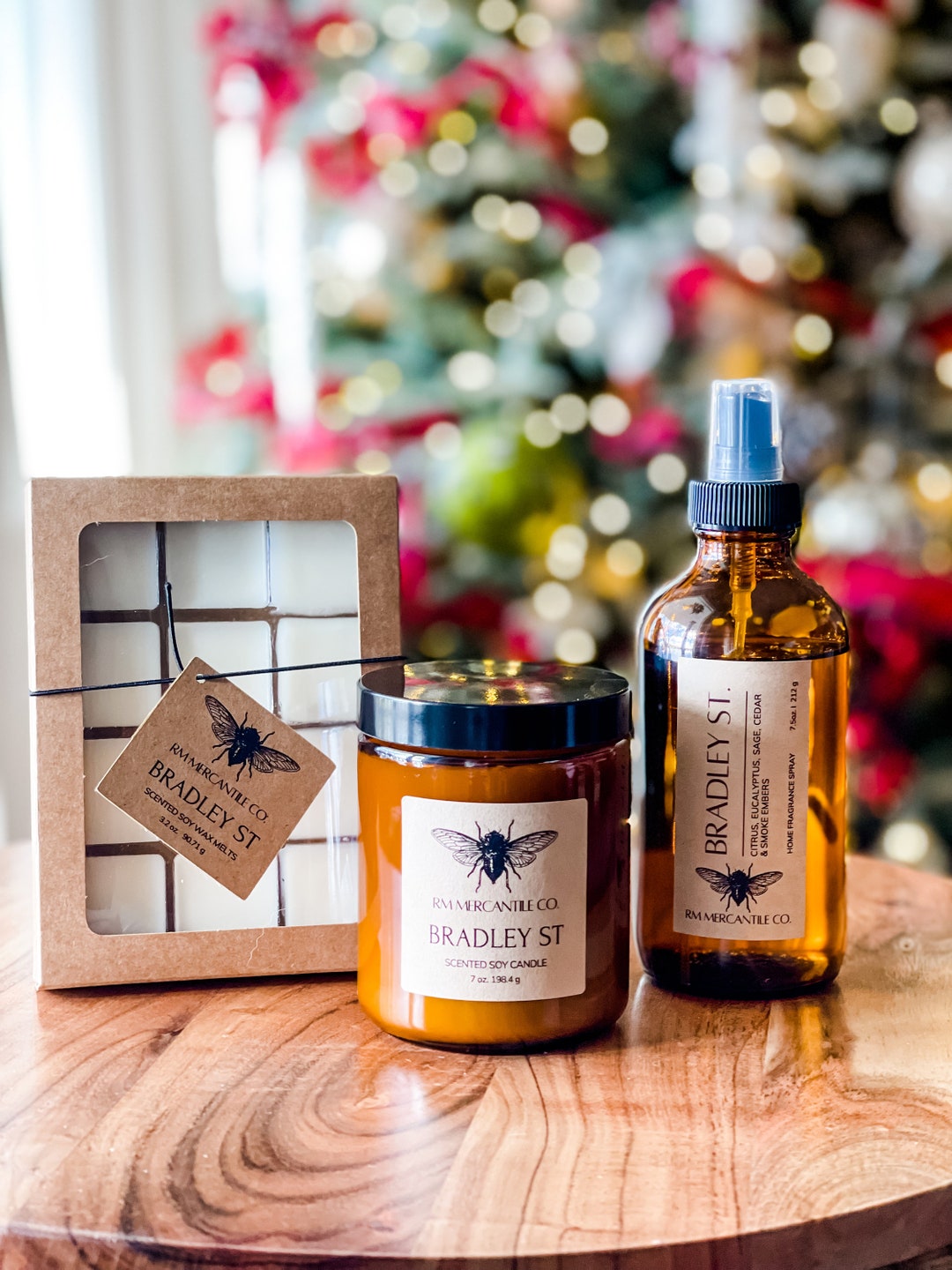 Luxury Home Fragrance Bundle, Vegan Soy Wax Candle, Luxury Linen Spray