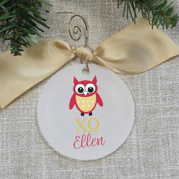 Chi Omega Sorority Personalized Acrylic Christmas Ornament - Greek Licensed