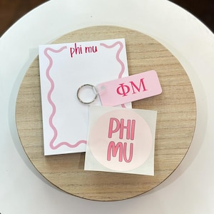 Phi Mu Happy Gift Set - Notepad, keyring, sticker