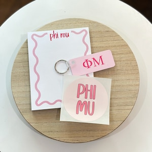 Phi Mu Happy Gift Set - Notepad, keyring, sticker