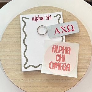 Alpha Chi Omega Happy Gift Set - Notepad, keyring, sticker