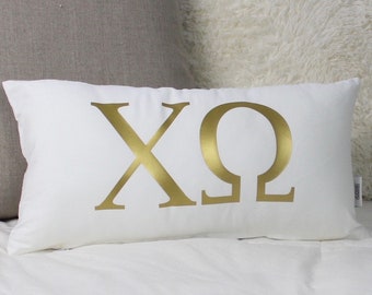 Chi Omega Sorority Pillow - Greek Letters Pillow