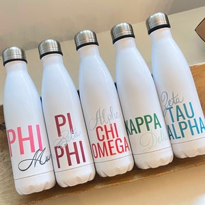 Sorority Water Bottle 2023 - Alpha Chi Omega - Pi Beta Phi - Kappa Delta - Tri Delt - Phi Mu - Alpha Delta Pi - Kappa - Alpha Phi - Theta