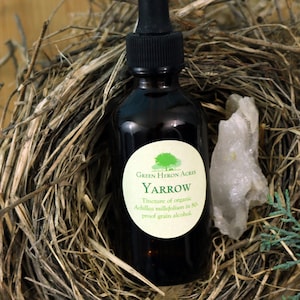 Organic Yarrow - 2 oz - Achillea millefolium Tincture Extract in Grain Alcohol