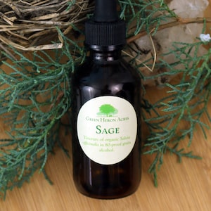 Biologische salie - 2 oz -Salvia officinalis Tinctuur Extract in graanalcohol