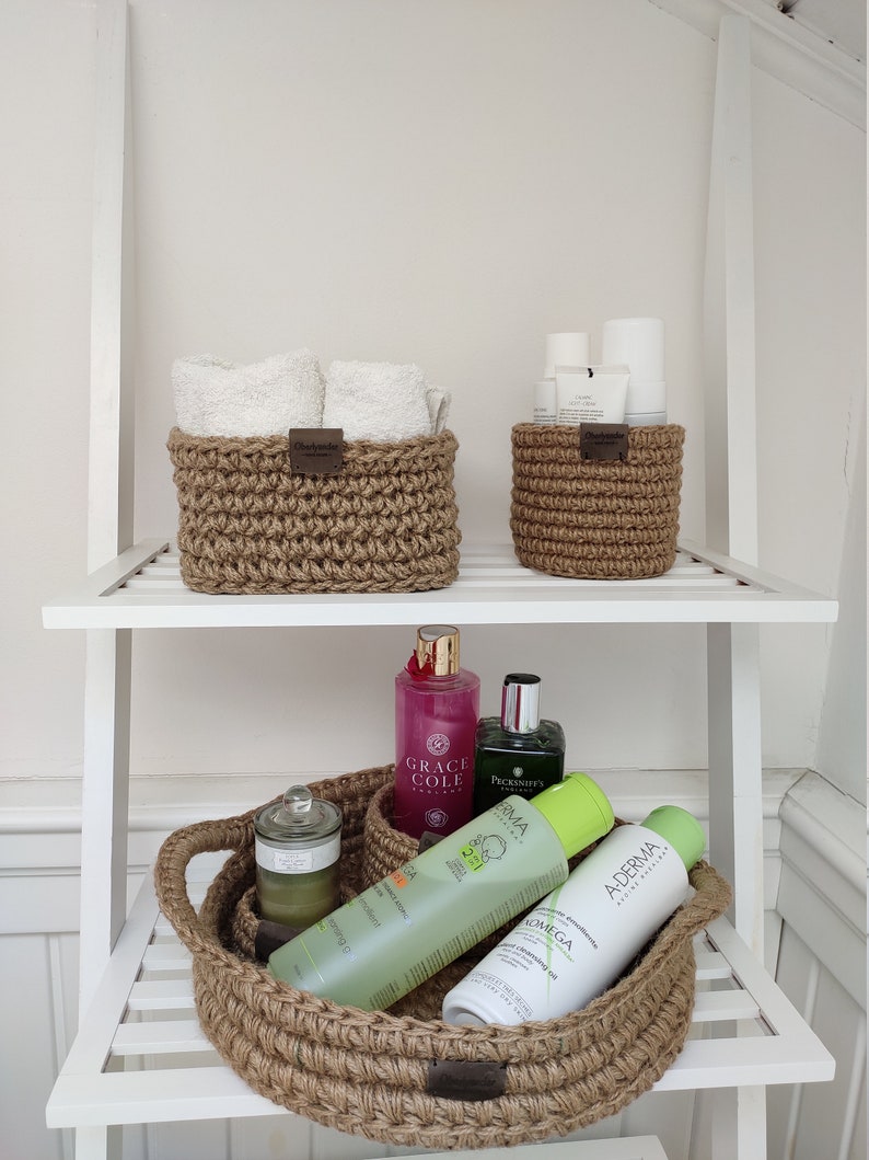 Square Jute Basket, Bathroom and Kitchen Storage Basket, Home Organizer
