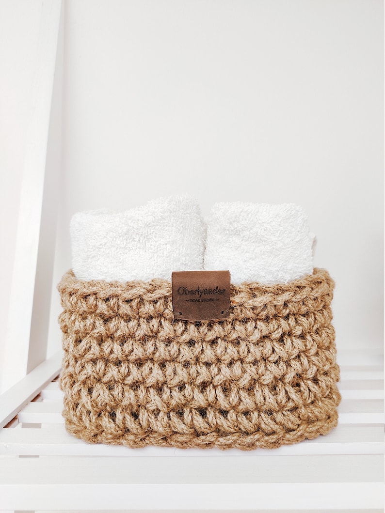 Square Jute Basket, Bathroom and Kitchen Storage Basket, Home Organizer