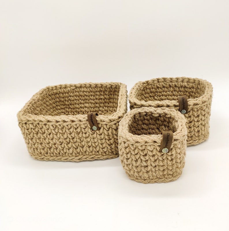 Square Jute Basket, Bathroom and Kitchen Storage Basket, Home Organizer ...