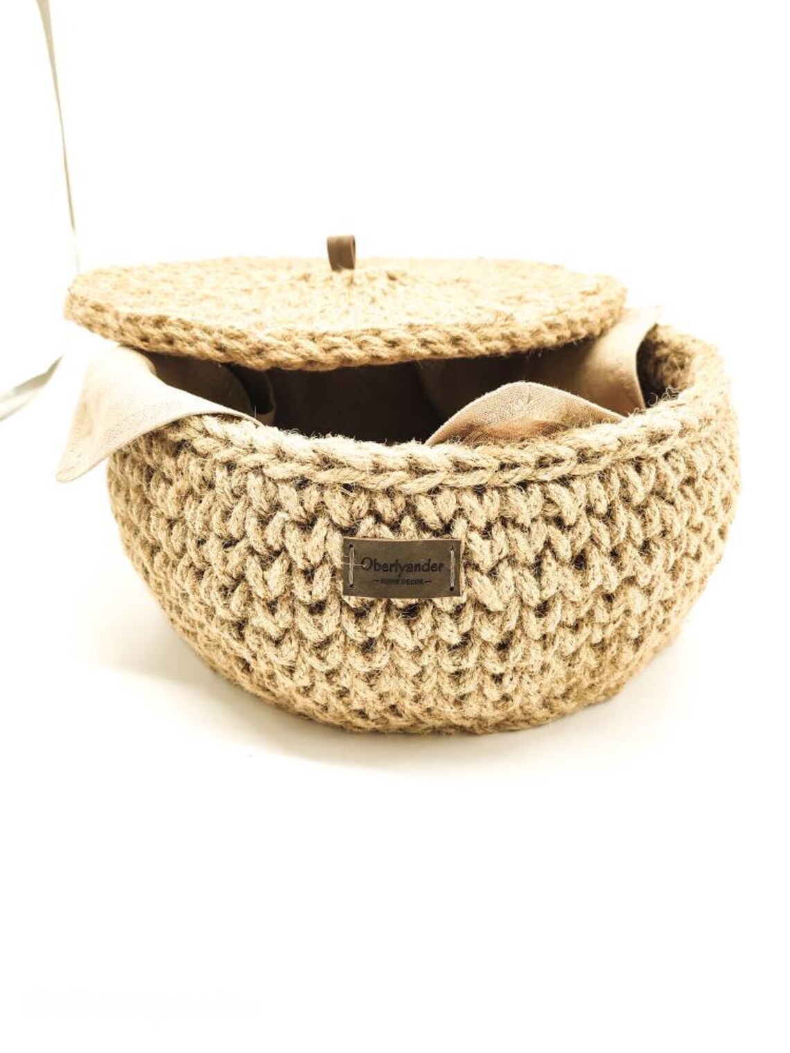 Round Jute Basket With Lid Bathroom and Kitchen Storage Etsy