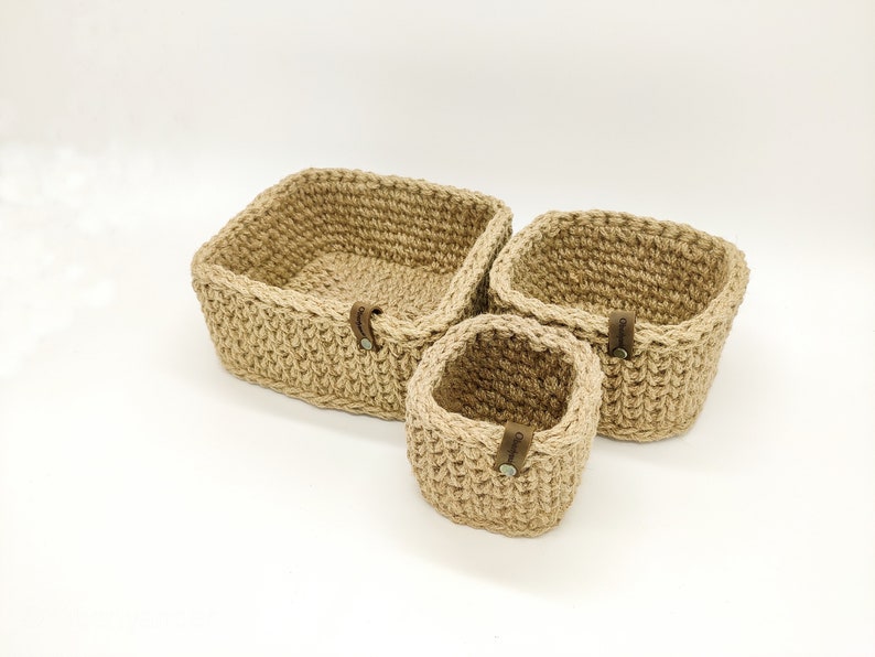Square Jute Basket, Bathroom and Kitchen Storage Basket, Home Organizer ...
