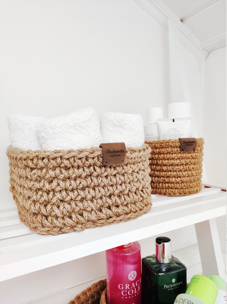 Square Jute Basket Bathroom and Kitchen Storage Basket Home Etsy