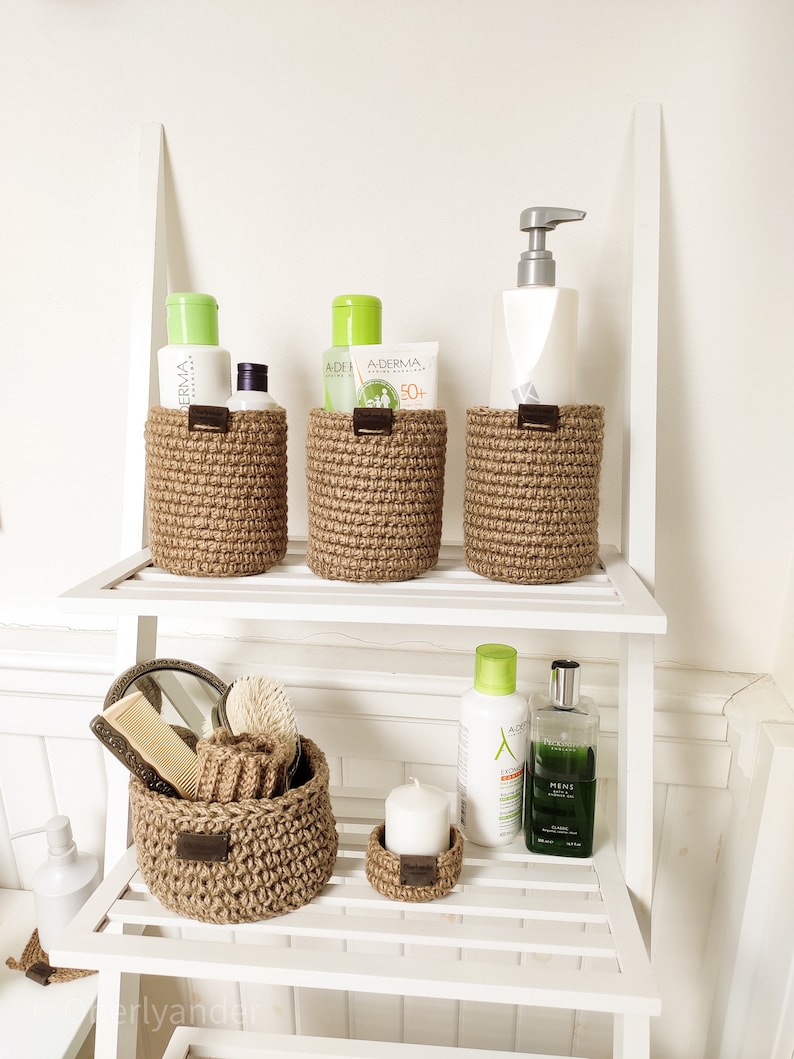 Small Jute Basket Bathroom and Kitchen Storage Basket Etsy