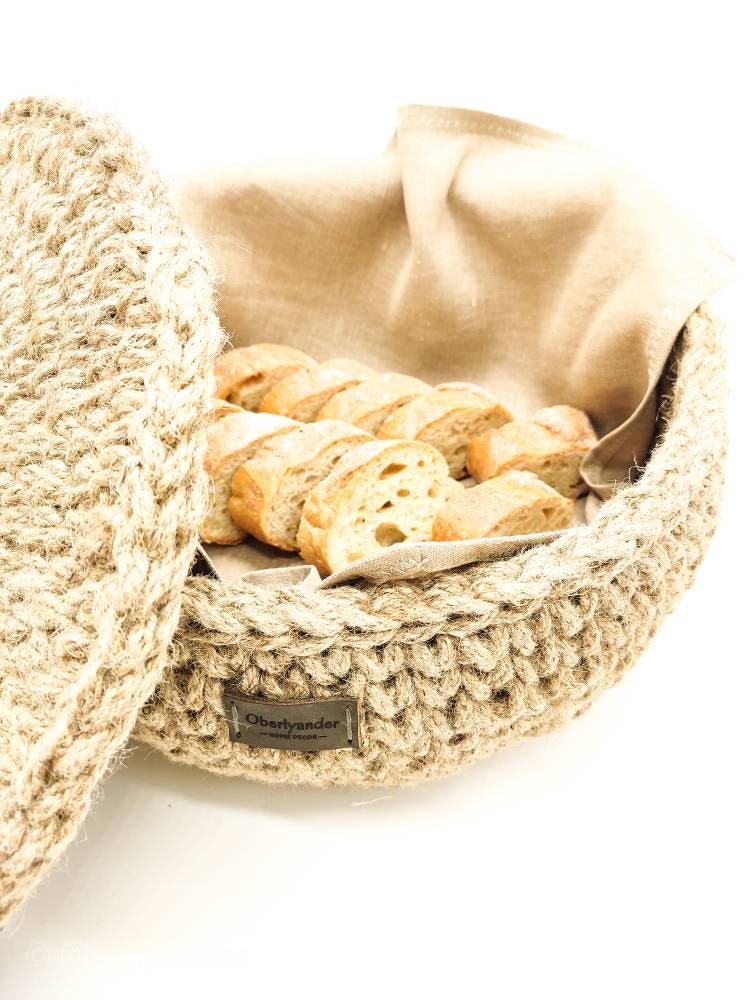 Round Jute Basket With Lid Bathroom and Kitchen Storage Etsy