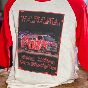 VANAMA 80s inspired raglan Shirt Van Halen Van super comfy and Ready to Rock