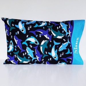 Personalized Shark Pillowcase: Embroidered Cotton Kids Gift,kids pillowcase,pillowcase for kids