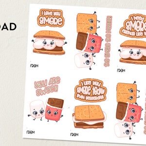 I Love You S&#39;More Digital Download Valentines Day Cards Print at Home S&#39;more Valentines