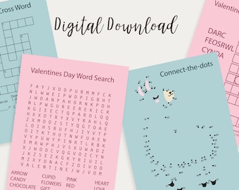 Digital Download - Valentines Day activity Sheets - Kids Valentines