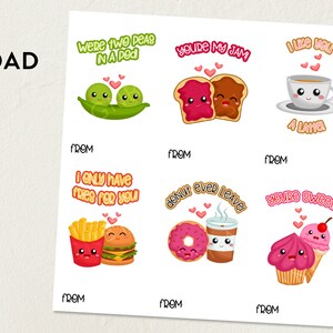 Food In Love Valentine Karten Digital Download 8,5 x 11 Valentine Karten Food Themed Unisex Bunt Gender Neutral Valentines