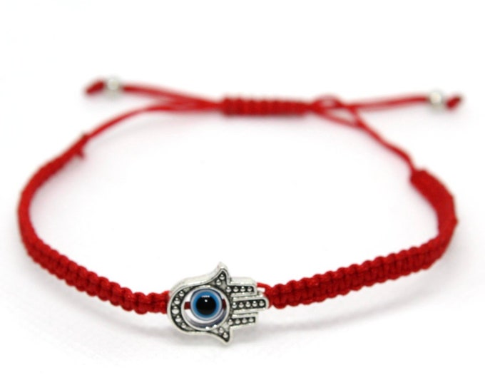 Evil Eye Protection Charm on Lucky Red Rope - Hand-Woven