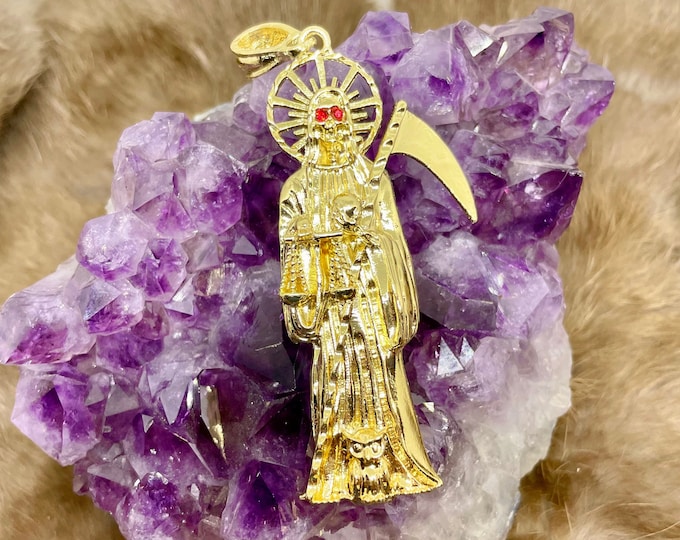 18K Gold Plated Santa Muerte Pendant